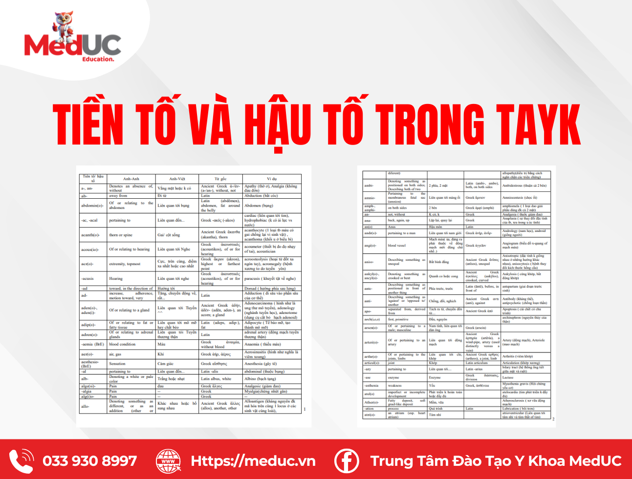 Danh sách tiền tố – hậu tố tiếng Anh y khoa