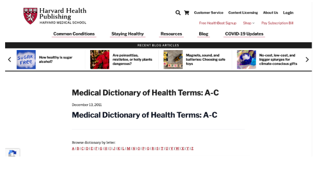 Từ điển trực tuyến Medical Dictionary of Health Terms