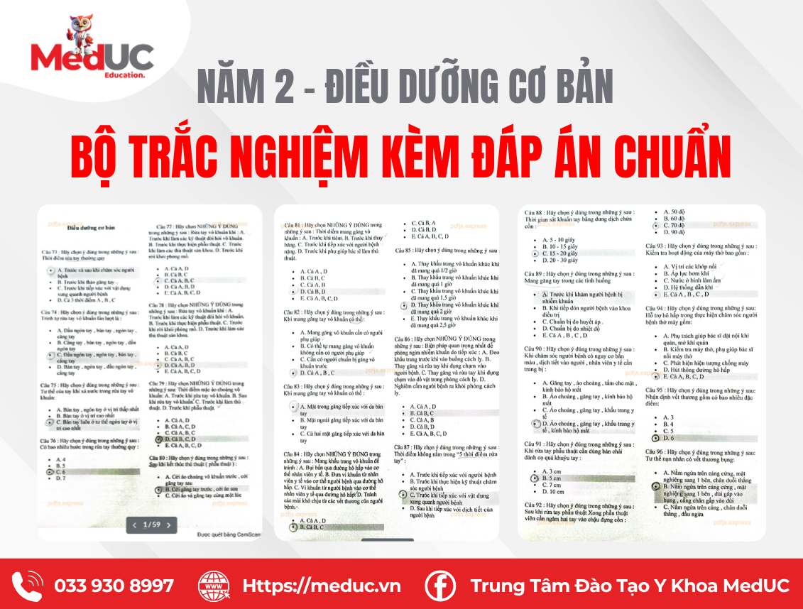 T&agrave;i liệu tổng hợp bộ c&acirc;u hỏi trắc nghiệm điều dưỡng