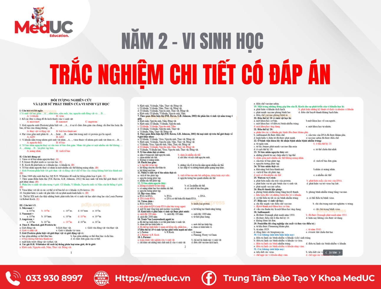 T&agrave;i liệu Đ&aacute;p &aacute;n trắc nghiệm vi sinh học