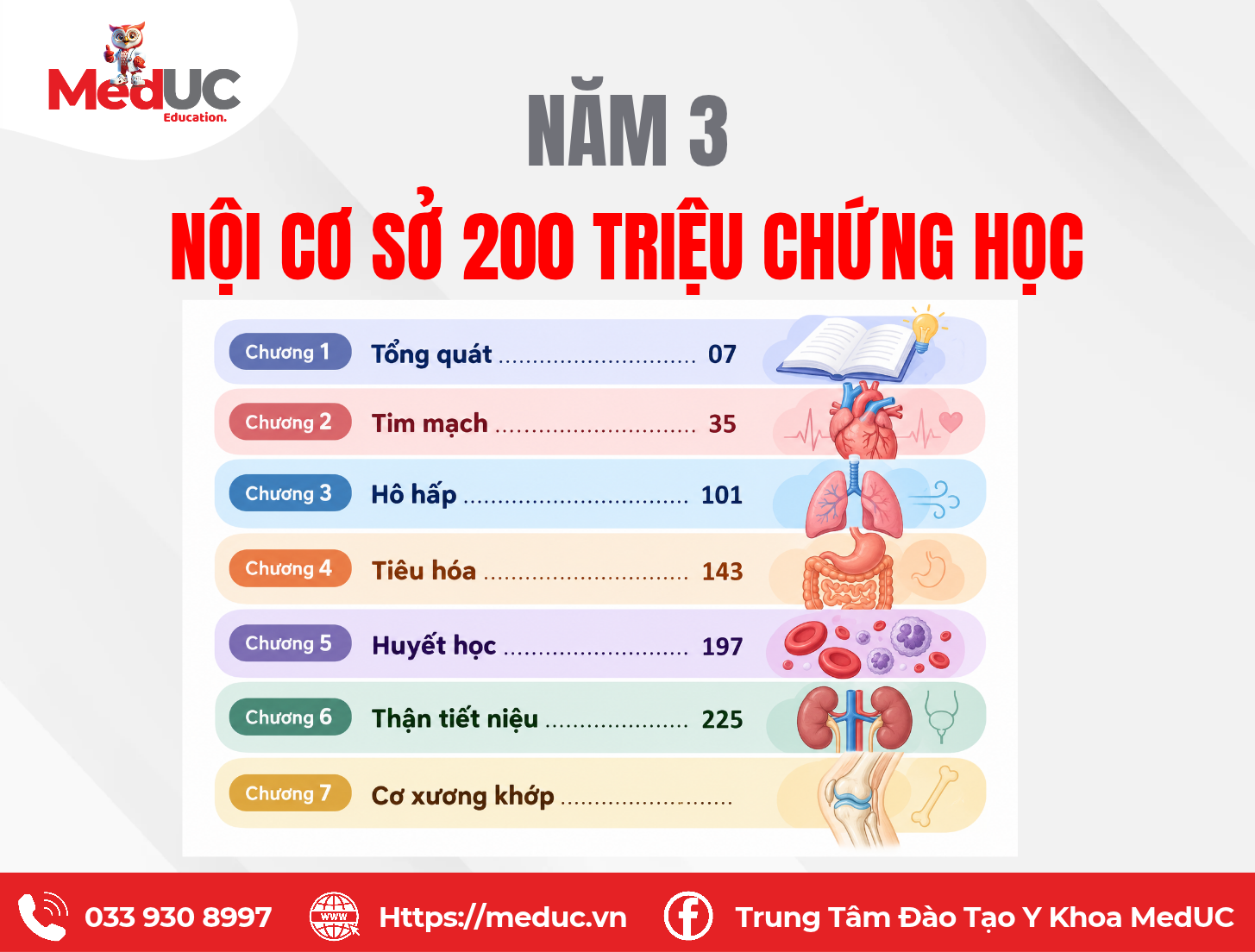 Nội dung cuốn sách 200 Triệu Chứng Học Y3 Cuốn sách gồm 7 chương chính và 3 phụ lục, với nội dung được sắp xếp theo từng hệ cơ quan: Chương 1: Tổng quát – Trang 07 Chương 2: Tim mạch – Trang 35 Chương 3: Hô hấp – Trang 101 Chương 4: Tiêu hóa – Trang 143 Chương 5: Huyết học – Trang 197 Chương 6: Thận tiết niệu – Trang 225 Chương 7: Cơ xương khớp – Trang 263 Phụ lục 1 – Trang 281 Phụ lục 2 – Trang 283 Phụ lục 3 – Trang 291 Tài liệu 200 Triệu Chứng Học Y3 có gì? Nội dung tập trung vào các triệu chứng và biểu hiện lâm sàng thường gặp trong Nội khoa, giúp sinh viên làm quen với cách tiếp cận bệnh nhân từ triệu chứng đến định hướng chẩn đoán. Các nội dung được phân chia theo từng chuyên ngành, giúp việc tra cứu và ôn tập thuận tiện hơn, đặc biệt trong quá trình thực tập lâm sàng. Bên cạnh phần nội dung chính, sách còn có 3 phụ lục nhằm bổ sung thêm các thông tin cần thiết trong quá trình học và thực hành. Ai nên sử dụng tài liệu này? Sinh viên Y3 đang học Nội khoa cơ sở. Sinh viên chuẩn bị bắt đầu thực tập lâm sàng Nội khoa. Sinh viên cần hệ thống lại các triệu chứng thường gặp theo từng chuyên ngành. Sinh viên muốn có một tài liệu tổng hợp để ôn tập trước các buổi học và thực hành lâm sàng. Lợi ích khi học 200 Triệu Chứng Học Y3 Hệ thống kiến thức triệu chứng Nội khoa theo từng nhóm bệnh và cơ quan. Dễ dàng tra cứu khi học và thực tập lâm sàng. Giúp sinh viên làm quen với cách tiếp cận các triệu chứng thường gặp. Hỗ trợ ôn tập kiến thức Nội khoa trước các kỳ thi. Tạo nền tảng để tiếp tục học các môn Nội khoa chuyên sâu ở những năm tiếp theo. Lưu ý khi sử dụng tài liệu Cuốn sách được biên soạn bởi một nhóm sinh viên và tổng hợp thông tin từ nhiều nguồn tài liệu khác nhau. Vì vậy, nội dung có thể vẫn còn một số thiếu sót. Các thông tin trong sách được tổng hợp kèm chú thích nguồn tham khảo. Sinh viên nên sử dụng tài liệu với mục đích học tập và tham khảo, đồng thời đối chiếu với giáo trình chính thức và hướng dẫn của giảng viên trong quá trình học. Nếu phát hiện lỗi, có thắc mắc hoặc có thêm những nội dung hữu ích muốn đóng góp, bạn có thể phản hồi để tài liệu ngày càng được hoàn thiện hơn. Kết luận 200 Triệu Chứng Học Y3 là tài liệu tham khảo hữu ích dành cho sinh viên năm 3 trong quá trình học và bắt đầu tiếp cận Nội khoa lâm sàng. Với nội dung được chia thành 7 chương theo từng chuyên ngành, cuốn sách giúp sinh viên có cái nhìn hệ thống hơn về các triệu chứng thường gặp và thuận tiện trong quá trình ôn tập, tra cứu. Đặc biệt, tài liệu có thể được sử dụng song song với giáo trình và kiến thức trên giảng đường để hỗ trợ sinh viên chuẩn bị tốt hơn cho những buổi thực tập lâm sàng Nội khoa sắp tới.