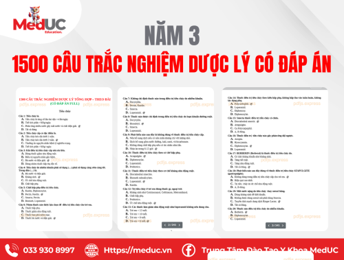 [Năm 3 Dược Lý] 1500 Câu Trắc Nghiệm Có Đáp Án