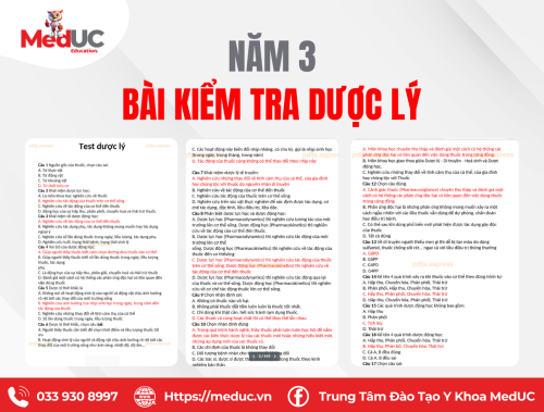 [Năm 3 Dược Lý] Kiểm Tra Dược Lý Test DL01