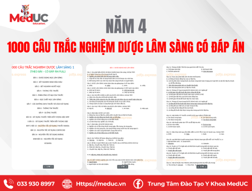 [Năm 4 Dược Lâm Sàng] 1000 Câu Trắc Nghiệm Có Đáp Án Full